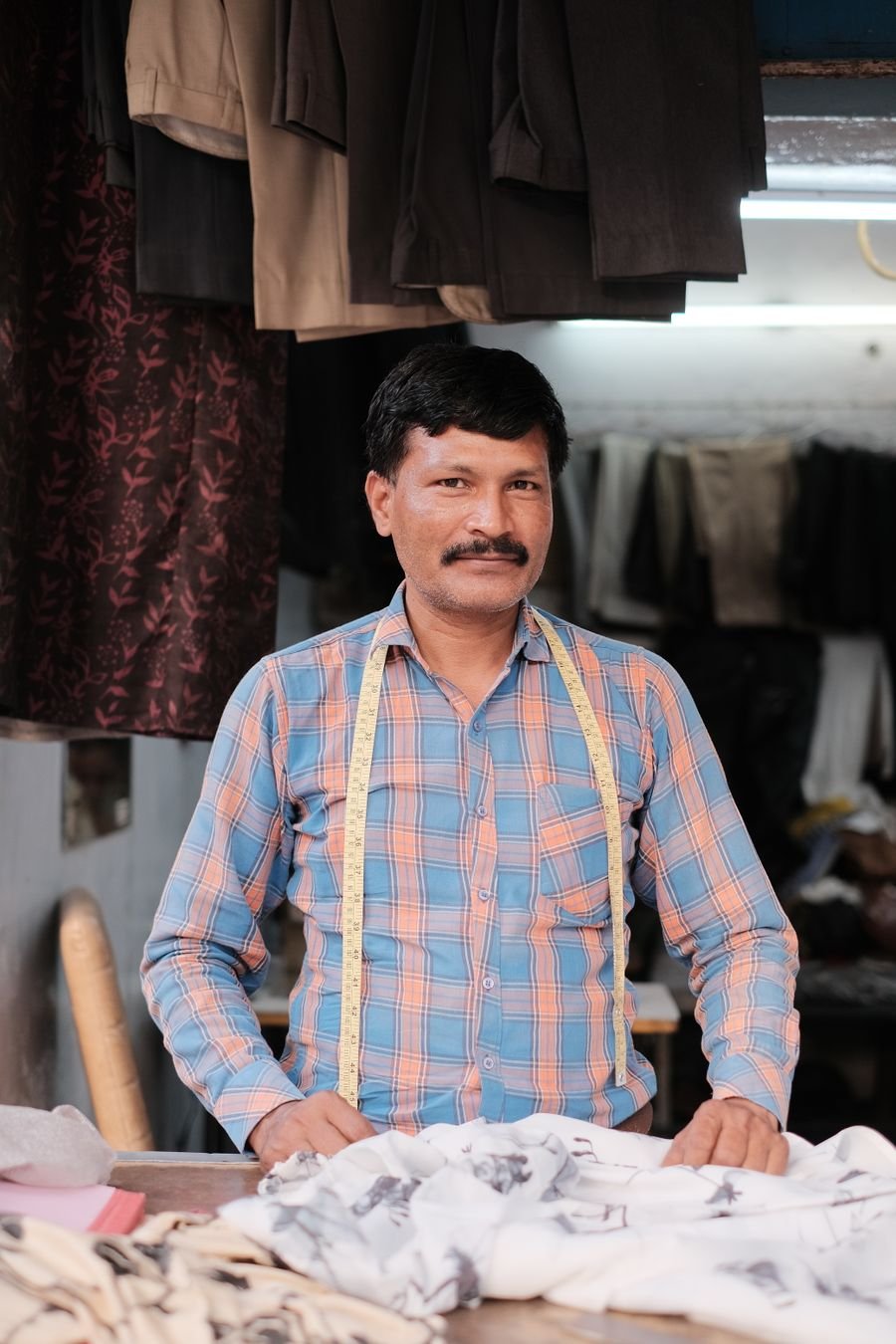 Tailor working at a local bazaar